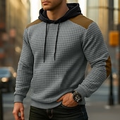 abordables sudaderas basicas hombre-Hombre Sudadera Sudadera con capucha y diseño de gofres Sudadera Con Capucha Albaricoque Negro Verde Ejército Gris Claro Con Capucha Plano Retazos Bloque de Color Deporte Casual Diario Ropa de calle