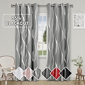 billige Blackout -gardin-Sølvfolie bølgeformede mørkleggingsgardiner til stue 1 panel, høydensitets termisk isolerte gardiner, solblokkerende, varmereduserende vinduspaneler, moderne hjemmeinnredning