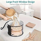  Set de 2 cutii de depozitare pentru pălării pentru femei – cutii mari și transparente pentru depozitarea pălăriilor, pentru pălării de soare cu boruri largi, pălării de cowboy &geantă pliabilă pentru