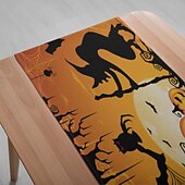 お買い得  ハロウィンキッチン-ハロウィンテーブルランナー - デジタルプリント長方形テーブルクロス 33x180cm、レストランの宴会ダイニング用の不気味なパーティー装飾（ブラック/オレンジ）