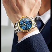 economico Orologi al quarzo-il nuovo orologio da lavoro con bracciale in acciaio inossidabile olevs con calendario luminoso, piccolo orologio al quarzo multifunzionale da 24 ore, tre lancette, orologio da polso sportivo da uomo