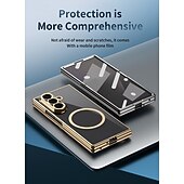 Недорогие Чехлы для Samsung-телефон Кейс для Назначение SSamsung Galaxy Z-образный сгиб 7 Z-сгиб 6 Z Fold 5 Z Fold 4 Кейс на заднюю панель Поддержка беспроводной зарядки Защита от удара Ретро Покрытие ПК