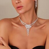 billige Smykkesett-Smykke Sett 3 stk Strass Legering Øredobber Halskjeder Dame Elegant Årgang Nydelig geometriske Geometrisk Form Smykkesett Til Bryllup Fest Bryllupsgjest