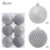 クリスマスツリーボールオーナメント12個、8cm/3.15インチのクリスマスデコレーション、グリッターペイント吊り下げセット お買い得  装飾品-クリスマスツリーボールオーナメント12個、8cm/3.15インチのクリスマスデコレーション、グリッターペイント吊り下げセット