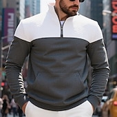 abordables Sudadera con capucha de vellón-Hombre Sudadera Sudadera con estampado de gofres Sudadera con capucha y cremallera de un cuarto Sudadera con capucha de lana Sudadera con capucha forrada de polar Negro Verde Ejército Azul Marino