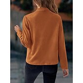 billiga casual jackor-Dam Vardaglig jacka Bekväm Andningsfunktion Ficka Mode Ledigt Slät Semester Gata Ledigt Dagliga kläder Öppen front Kort Nedvikt Normal Långärmad Ytterkläder Marin Svart Rubinrött Vår Höst
