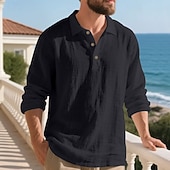 Herre Linskjorte Golf skjorte Arbeid Avslappet Knaphul Langermet Grunnleggende Moderne عادي Knapper Vår Høst Normal Svart Hvit Navyblå Kakifarget Militærgrønn Lyseblå Linskjorte billige Herre Klassisk Polo-Herre Linskjorte Golf skjorte Arbeid Avslappet Knaphul Langermet Grunnleggende Moderne عادي Knapper Vår Høst Normal Svart Hvit Navyblå Kakifarget Militærgrønn Lyseblå Linskjorte