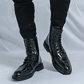levne Dámské boty-Pánské hnědé šněrovací boty s krokodýlím vzorem, vintage business casual boty do kanceláře a na formální příležitosti