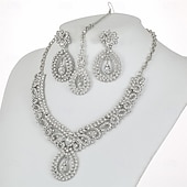 abordables Parures de Bijoux-Parure de bijoux 3 Or Strass Chrome Boucles d&#039;oreilles Collier Femmes Élégant ancien Mode Le style rétro Classique Parure de Bijoux Pour Mariage Soirée robe demoiselle d honneur