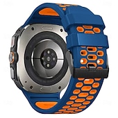 halpa Samsungin kellon rannekkeet-Kellon ranneke varten Samsung Galaxy Katso Ultra Ruostumaton teräs Silikoni Korvaus Hihna Kaksisävyinen Säädettävä Ruostumattomasta teräksestä valmistettu solki Urheiluhihna Ranneke