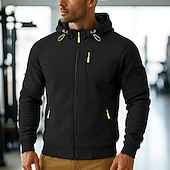 economico Felpa Tattica-Per uomo Felpa con cappuccio Felpa con cappuccio a zip intera Felpa con cappuccio in pile Felpa con cappuccio tattica Nero Bianco Borgogna Blu marino Blu Con Cappuccio Semplice Cerniera Sport