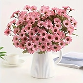 baratos decoração de ação de graças e outono-5 maços de flores artificiais de outono, crisântemos do pôr do sol, flores artificiais de outono para áreas externas com margaridas e eucalipto, plantas de floração plena, resistentes a raios UV, à