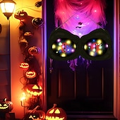 cheap Decorative Lights-Halloween Decorations Spooky Eyes Lights 21 Inch Large Wooden Halloween Window Eye Lights with 8 Color Modes and USB/Battery Operated for Home Wall Window Trees Halloween Decor