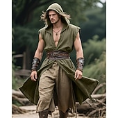 preiswerte Oberteile-Retro Vintage Mittelalterlich Renaissance Weste Tunika Krieger Wikinger Kostüm Herren Vikinger Halloween Karneval Leistung Party LARP Erwachsene Gürtel Ganzjahres