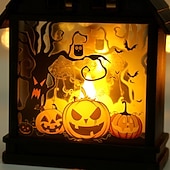 levne Halloween v interiéru-1 ks 14,5 * 9,9 cm halloweenská LED elektronická svíčka, větrná lucerna, dýně, čarodějnice, lebka, strašák, vnitřní a venkovní restaurace, ložnice, halloweenská festivalová atmosféra, dekorativní