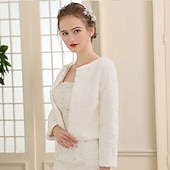 billiga Pälssjalar-Sjalar till damer Elegant Håller värmen Långärmad Imitationspäls Brudsjalar Med Fjädrar / päls Till Bröllop Höst