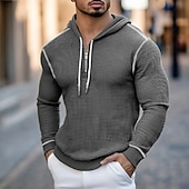 economico felpe con cappuccio da uomo di base-Per uomo Felpa con cappuccio Felpa con cappuccio a nido d&#039;ape Felpa con cappuccio e zip corta Nero Verde militare Marrone Grigio Con Cappuccio Semplice Patchwork Cerniera Blocco di colore Sport