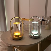 abordables Lampes de table-Lampe de table portable en métal pour extérieur et intérieur, 3 couleurs, sans fil, rechargeable, à intensité variable, alimentée par batterie, petite lampe de bureau, lanterne pour patio, chambre,