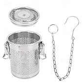 cheap Kitchen Utensils &amp; Gadgets-Large Tea Infuser for Loose Leaf Stainless Steel Tea Strainers and Spice Ball Extra Fine Mesh Strainer with Chain Hook and Lid
