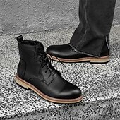 abordables Bottines-Bottines à lacets en similicuir marron pour homme, chaussures d&#039;extérieur décontractées classiques pour le travail et le quotidien