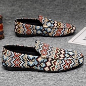 economico Mocassini casual-mocassini da uomo in jacquard multicolore con motivo a zigzag – scarpe casual slip-on alla moda per feste, vacanze e resort estivi