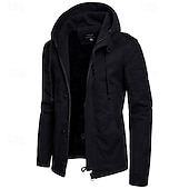 economico Trench da uomo-Per uomo Cappotto da marinaio Trench Vacanza Quotidiano Autunno Inverno Misto Cotone Calore Termico Capispalla Abbigliamento Moda Classico Semplice Tasca Con Cappuccio Cerniera