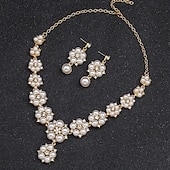 halpa Korusetit-Korusetti 2 Vihreä Helmi Kromi 1 Kaulakoru Korvakorut Naisten Tyylikäs Vintage Muoti Vintage-tyyli Perinteinen Korusetti Käyttötarkoitus Häät Juhla Häävieras