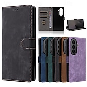 cheap Samsung Cases-Phone Case For Samsung Galaxy Z Fold 7 Z Fold 6 Z Fold 5 Z Fold 4 Back Cover with Lanyard Kickstand Card Slot Retro TPU PU Leather
