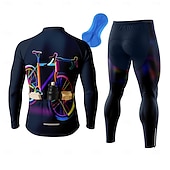abordables Conjuntos de ropa para hombre-Hombre Maillot de Ciclismo con Cullotte Largo Maillot de Ciclismo Manga Larga Azul Marino Bicicleta Mantiene abrigado Almohadilla 3D Secado rápido Diseño Anatómico Resistente a los UV Deportes Ropa