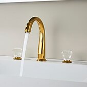 abordables Robinets de lavabo-Robinet de lavabo - Classique / Séparé Électroplaqué Diffusion large Deux poignées trois trousBath Taps