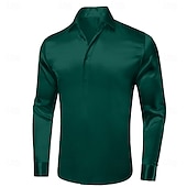 preiswerte Satinhemden für Herren-Herren Hemd Seidenartig Satinhemd Kleidhemd Freizeithemd Abschlussballhemd Einfach Formell Hochzeit Schwarz Weiß Rote Königliches Blau Langarm Revers Frühling &amp; Herbst Ganzjahres Bekleidung Rein
