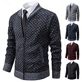 preiswerte Herren Strickjacke-Herren Pullover Kleid Pullover Strickjacke Reißverschluss-Pullover Strickpullover Gerippt Stricken Normale Oberteile Gestrickt Gerippt Einfach Rundhalsausschnitt Mode Schals Geschäft Lässig Bekleidung