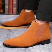 economico Stivali Chelsea-stivaletti chelsea da uomo in finta pelle scamosciata beige - scarpe classiche casual da lavoro alla caviglia per ufficio, lavoro e uso quotidiano