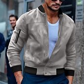 economico Giacche in Suede Sintetico-Per uomo Giubbotto bomber Giacca Casual Giacca in camoscio Vacanza Quotidiano Caldo Tasca Autunno Inverno Semplice Moda Classico Collo alla coreana Regolare Nero Rosso Blu marino Marrone Verde Giacca