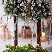 billige Ornamenter-6 stk. juletre-pynt i akryl, gjennomsiktige krystall-istapp-anheng, fargerike hengende dekorasjoner til juletre og høytidsfester