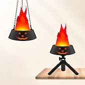 economico Luci decorative-Luce di fiamma finta di zucca, effetto fuoco dinamico 3D, luce di fiamma a LED per Halloween, per sospensione interna/esterna o decorazione da tavolo, accessorio spettrale per feste &amp;illuminazione