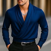 economico Camicie in raso da uomo-Per uomo Camicia Camicia in raso Camicia elegante Camicia casual Camicia con Bottoni Camicia da Ballo Semplice Formale Matrimonio Nero Bianco Vino Blu marino Manica Lunga Bavero Tutte le stagioni