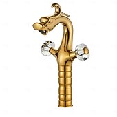 economico Rubinetti per lavandino bagno-Rubinetto per lavabo - Classico Cromo Set centrale Due maniglie un foroBath Taps