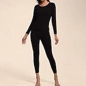 economico Set e Tutine-Per donna Tempo freddo in alto e in basso Strato di base superiore e inferiore Underwear Set termica Inverno Molto spesso Tinta unica Completo Abbigliamento Bianco latte Rosa scuro Palestra Pilates