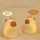 baratos Luzes da noite do berçário-Despertador com luz noturna para crianças, 7 cores RGB, despertadores fofos para quartos, ok para acordar, relógios de silicone, luminária de mesa de animais para meninos e meninas adolescentes