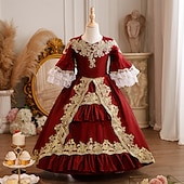 cheap Dresses-Retro Vintage Rococo Fancy Maxi Cocktail Dress Accessories Bell Sleeve Princess Bow Retro Ball Gown Point Fancy Dress Girls' Royal Christmas Halloween Carnival Masquerade Wedding Party Festival Kid's