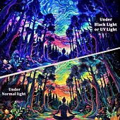 preiswerte Blacklight -Wandteppiche-Schwarzlicht-Wandteppich mit psychedelischem Wald und Meditation, UV-reaktiv, kosmische Galaxie, Sternenhimmel, Wandkunst, Wandteppich, trippiges Yoga, spirituelles Chakra, Wandbehang, Wandteppiche