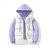 billiga Herrdunjackor och -parkas-Herr Vinterkappa Pufferjacka Vadderad jacka Ficka Polyester Semester Dagliga kläder Datum Normal Mode Ledigt Bekväm Håller värmen Vinter Enfärgad / vanlig färg Svart Vit Ljusgrön Röd Pufferjacka