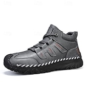 cheap Ankle Boots-Men&#039;s Coffee Brown Leather Sneakers with Contrast Stitching and Cushioned Sole – Comfortable Casual Shoes for Outdoor Adventures and City Fashion