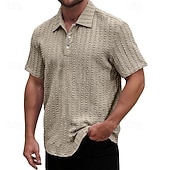 cheap Men&#039;s Classic Polo-Men&#039;s Golf Shirt Golf Polos Shirts Work Casual Lapel Short Sleeve Basic Modern Plain Jacquard Buttons Summer Spring Regular Fit Wine Black Light Green Navy Blue Sky Blue Purple Golf Shirt