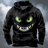 abordables Sweatshirts et Hoodies d&#039;Halloween-Halloween Homme Dragon 3D Sweat à capuche Sweatshirt Punk Exagéré manche longue Col ras du cou Club Vêtements de rue Bleu Violet Cordon de serrage Automne Hiver Designer