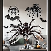 halpa Decals &amp; Stickers-Halloween Window Cling Wall Sticker, Black Spider Glass Stickers, Removable Static Clings for Living Room Window Decoration Halloween Party Home Decor
