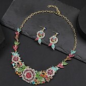 levne Sady šperků-Sady šperků 2 Kubický zirkon Chrome 1 x náhrdelník Náušnice Dámské Elegantní Vinobraní Módní Retro styl Klasika Květinový motiv Sada šperků Pro Svatební Párty Svatební host