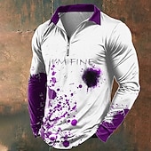 billiga Halloween Polos-Halloween Herr Blodstänk Pikétröjor med dragkedja Långärmad Polotröjor Kavajslag Ledigt Skräck Mörk Utomhus Festival outfit 3D-utskrift Vår Höst Vinter Rubinrött Blå Purpur