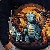 billiga Pojkens 3D-djur-Pojkar 3D Dinosaurie T-shirt Långärmad Vår Höst Mode Grundläggande Barn 4-12 år Rund hals Utomhus Ledigt Dagligen Normal